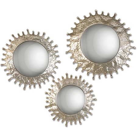 Rain Splash Round Mirrors, S/3